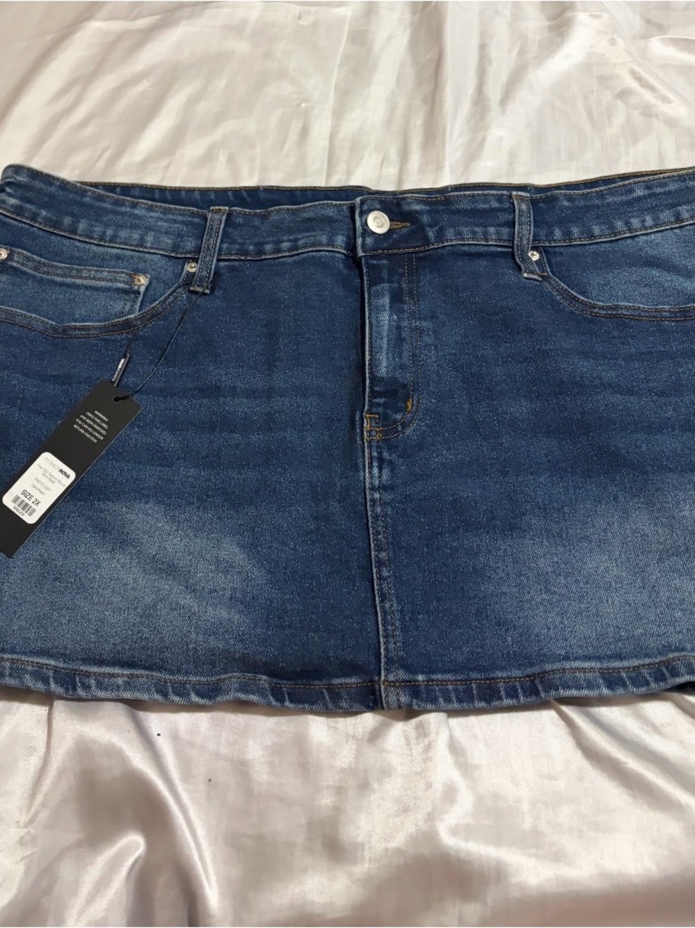 Fashion Nova Dark Wash Denim Mini Skirt